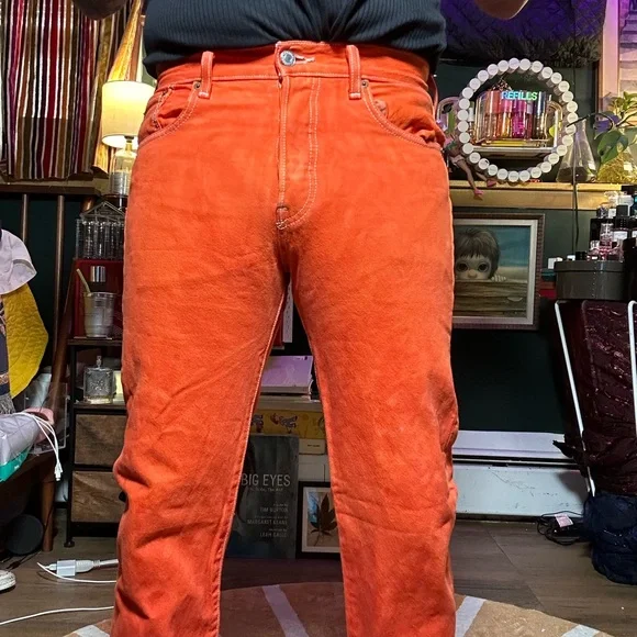Vibrant Orange Jeans Levi 501 29x30 red tab - Picture 5 of 11